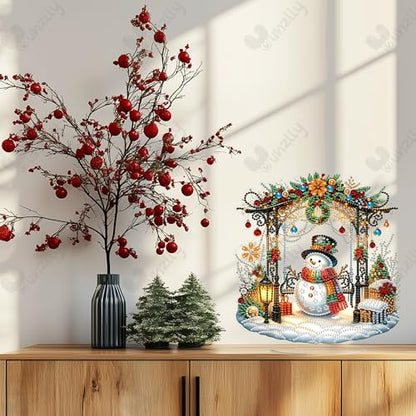Yunzlly Stand Up Diamond Art Painting Kit, Desktop Gem Painting Ornament Kit for Adults, Tabletop Acrylic Diamond Board Painting (Snowman) - color: Snowman