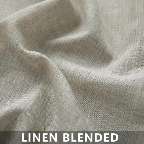 Mrs.Naturall Flax Linen Narrow Curtains 84 Inches Long, Rustic Farmhouse Light Filtering Semi Transparent Skinny Curtain Panels for Living Room Bedroom, Tan Beige, 42x84 inch Length - color: Linen, size: 42"W x 84"L (Pack of 2)