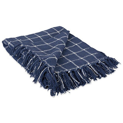 DII Transitional Checked Plaid Woven Throw, 50x60, French Blue - color: French Blue, size: 50x60"