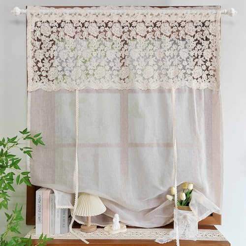 Chic Tie Up Curtain for Kitchen Adjust Balloon Window Valance Rod Pocket - size: 52"W x 63"L (Pack of 1)