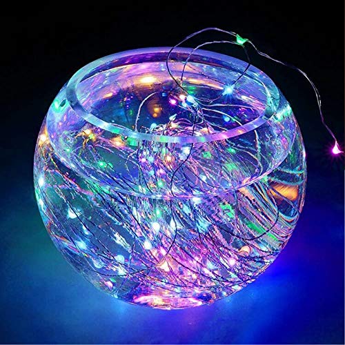 RUICHEN Fairy Lights Plug in 33 Ft 100 LED Silver Wire Lights, Multicolor - color: Multicolor