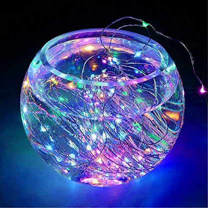 RUICHEN Fairy Lights Plug in 33 Ft 100 LED Silver Wire Lights, Multicolor - color: Multicolor