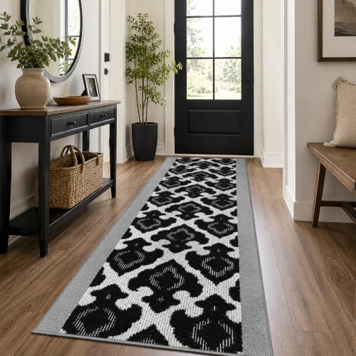 REMNAZ Custom Size Hallway Runner Rug, Non-Slip, Royal Grey, 31 in x 7 ft - color: ‎royal / Grey, size: 31 inch Width X 7 Feet Length