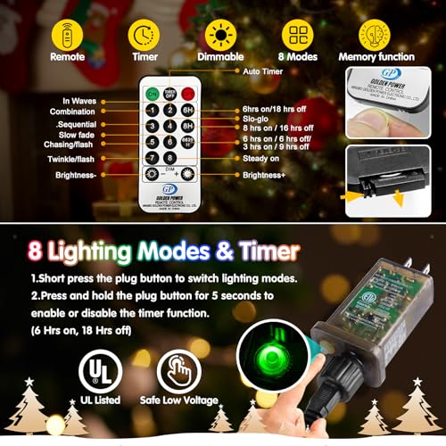 KNONEW 532FT 1600LED Green Wire Outdoor Fairy Lights Plug in Warm White - color: Warm White, size: 532FT 1600 LED Green Wire