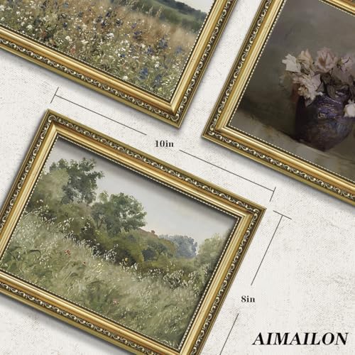 AIMAILON Framework Spring Wildflower Pattern, Impressionist Style 8x10 - color: Green Countryside Scenery, size: 10"L x 8"W