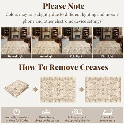 Machine Washable Hallway Runner Rug: 2'x6' Kitchen Rugs - color: Beige /Khaki/Multi, size: 2' x 6' (Rectangular)