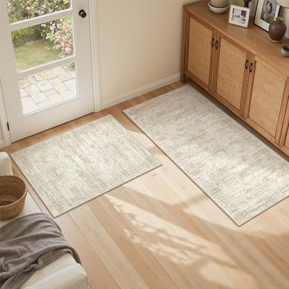 Kitchen Rugs Sets of 2, 2x3 2x4 Rug Runner,Beige - color: Beige/Ivory, size: 2x3+2x4 Set