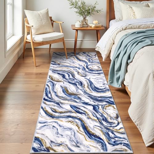Yamaziot 2x6 Washable Modern Abstract Runner Rug Non-Slip for Hallways - color: Blue, size: 2x6ft