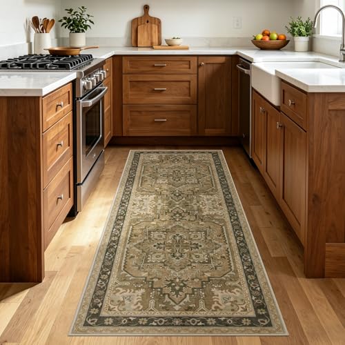 Joydeco Runners for Hallways Entryway, 2x6 Kitchen Rugs Non Slip Washable - color: Beige&gray&brown, size: 2' x 6' (Rectangular)