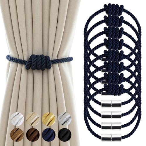 Curtain Tiebacks Magnetic Decorative Rope Tie Backs Holdbacks Contoeey - color: Navy