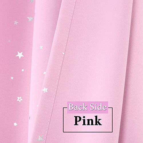 H.VERSAILTEX Blackout Star Curtains for Kids Room Boys Girls Twinkle Silver Stars Full Light Blocking Cute Thick Soft Curtain Drapes, Grommet Top, 2 Panels, 52" W x 63" L, Pink - color: Glitter Stars in Pink Base, size: 52"W x 63"L (Pack of 2)