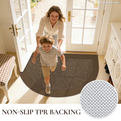 Dirt Trapper Door Mats 32" x 48", Non-Slip & Washable, Brown - color: Brown, size: 32" X 48" (Semicircular)