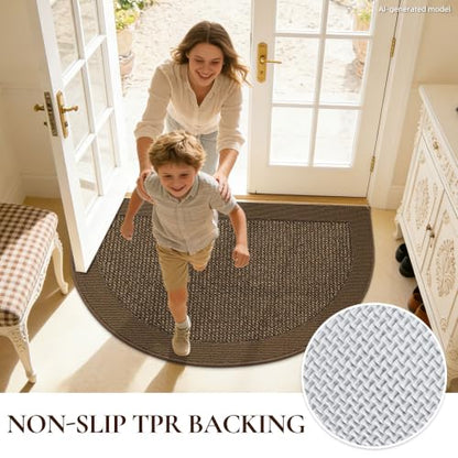 Dirt Trapper Door Mats 24" x 36", Non-Slip & Washable, Brown - color: Brown, size: 24" X 36" (Semicircular)