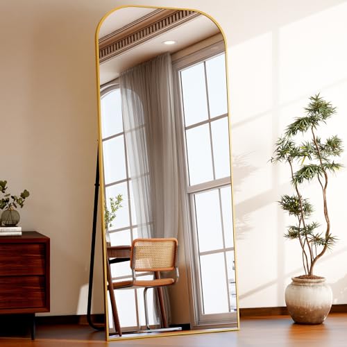 HARRITPURE 28"x71" Full Length Mirror Floor Gold Large Full Body Mirror - color: Re-gold, size: 71"L x 28"W