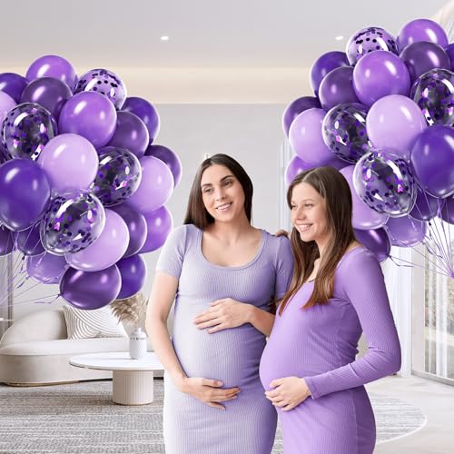 60pcs Purple Balloons 12inch with Metallic Pastel Dark Purple Balloons - color: Dark Purple