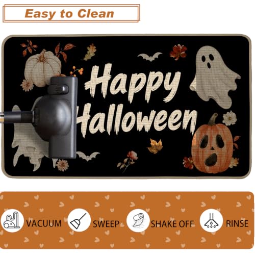 Baccessor Halloween Kitchen Rug Cute Ghost Set of 2,17x29 and 17x47 Inch - color: Cute Ghosts