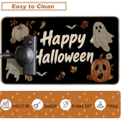 Baccessor Halloween Kitchen Rug Cute Ghost Set of 2,17x29 and 17x47 Inch - color: Cute Ghosts