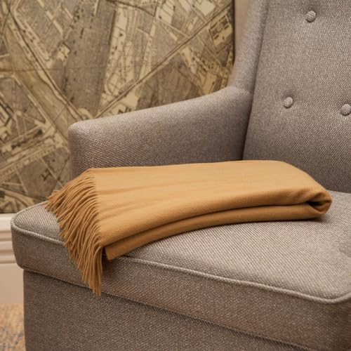 CUDDLE DREAMS Premium Cashmere Throw Blanket with Fringe (Camel) - color: Camel