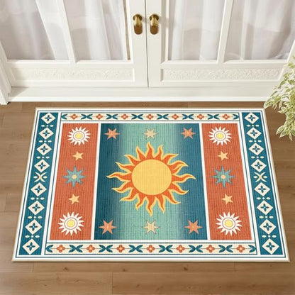 Sun Rug 2x3 for Entryway Boho Southwestern Machine Washable Rugs - color: Sun, size: 2' x 3' (Rectangular)