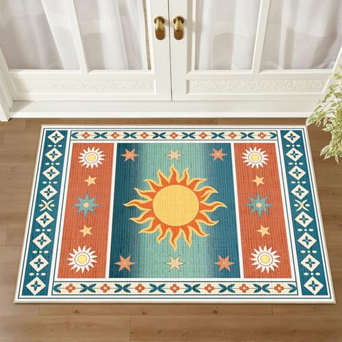 Sun Rug 2x3 for Entryway Boho Southwestern Machine Washable Rugs - color: Sun, size: 2' x 3' (Rectangular)
