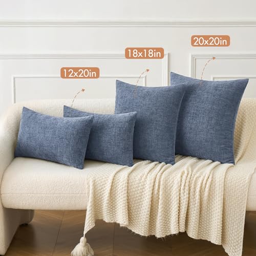 MIULEE Soft Chenille Throw Pillow Covers Dark Grey Blue 16x16 Pack of 2 - color: Dark Grey Blue, size: 16" x 16" (Pack of 2)
