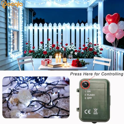 Pooqla Cool White String Lights Battery Powered, 2x100 LED Christmas Lights - color: Cool White, size: 100 LED x2
