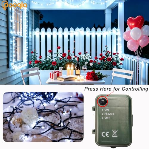 Pooqla String Lights Battery Powered, 4x50 LED Cool White Christmas Lights - color: Cool White, size: 50 LED x4