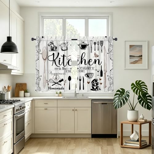 Farmhouse Kitchen Window Curtains Over Sink 27.5" W x 36" L - color: Rustic Farmhouse Kitchen Curtains, size: 27.5"W x 36"L (Pack of 2)