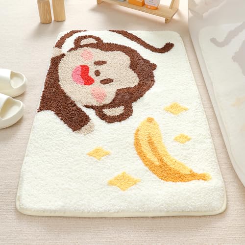 Molesun Monkey Bath Mat 16x24, Soft Absorbent Microfiber Bath Rugs - color: Monkey, size: 16" x 24"