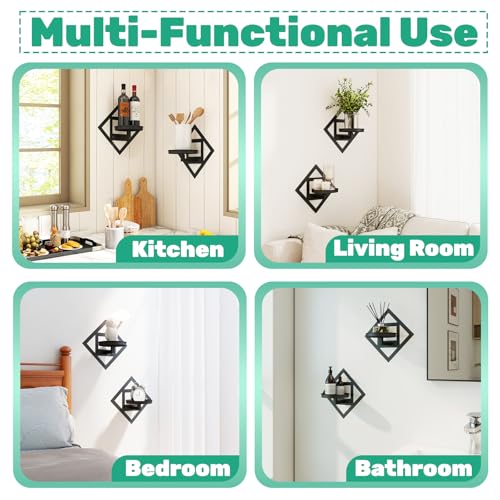 Metal Wall Plant Holder Flower Shelf 2Pcs Indoor Outdoor - color: Diamond shaped -2Pcs