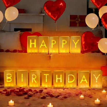 Happy Birthday Decorations, Light Up Letters - color: Happy Birthday