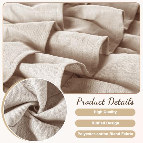 FUANGUI Ruffled Valance Curtain 42" W x 18" L Pleated Kitchen Valance - color: Beige, size: 42"W x 18"L (Pack of 1)