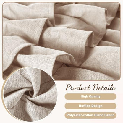 FUANGUI Ruffled Valance Curtain 42" W x 18" L Pleated Kitchen Valance - color: Beige, size: 42"W x 18"L (Pack of 1)
