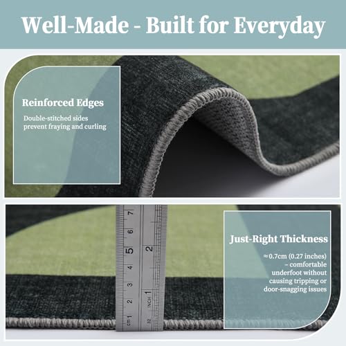 ThreadGlobe Abstract 6x9 Area Rugs Geometric for Living Room, Dark Green - color: Dark Green Geometry, size: 6' x 9'