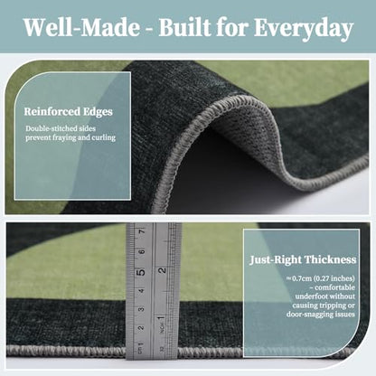 ThreadGlobe Abstract 6x9 Area Rugs Geometric for Living Room, Dark Green - color: Dark Green Geometry, size: 6' x 9'