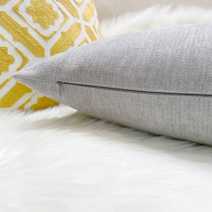 Slow Cow Chenille Lumbar Throw Pillow Cover 12 x 24 Inches Grey - color: D-chenille Grey, size: 24" x 12" (Pack of 1)