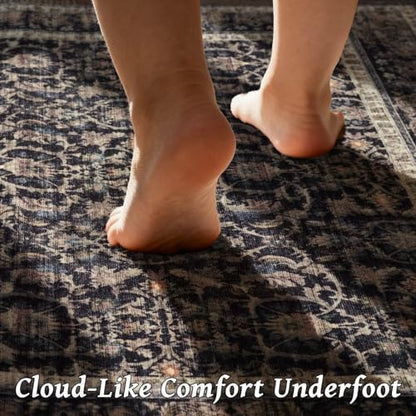 Washable 9x12 Area Rugs for Living Room, Charcoal/Taupe - color: Charcoal/Taupe, size: 9' x 12' (Rectangular)