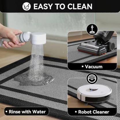 Kitchen Rugs Set, 2 PCS Non Slip Kitchen Mats, 17"x30"+17"x47" Grey - color: Linear Grey, size: 17"x47"+17"x30"