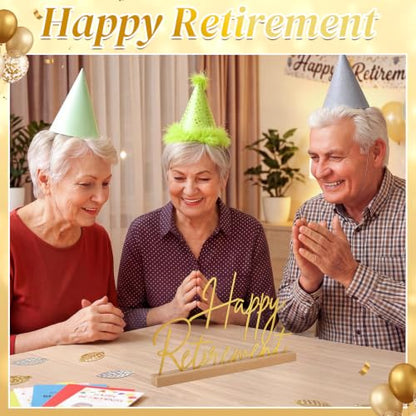 Yaocom 13.78 Inch Happy Retirement Table Decorations, Metal Tabletop Sign - style: Retirement