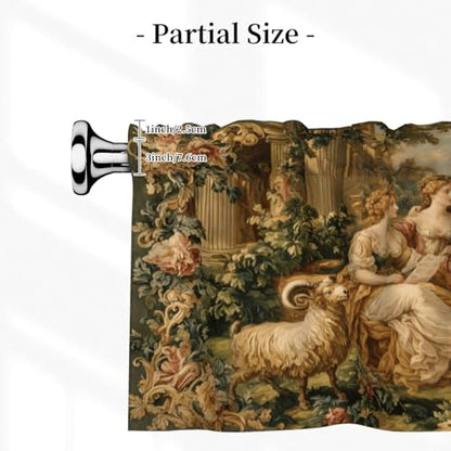 French Floral Curtain Valance 54x18 Inches Window Treatment Rod Pocket Valance for Kitchen Bathroom Bedroom - color: French Floral