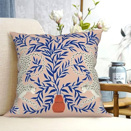 Retro Leopard Vase Velvet Throw Pillow Covers 18 Inch - color: Color-19, size: 18" x 18" (Pack of 1)