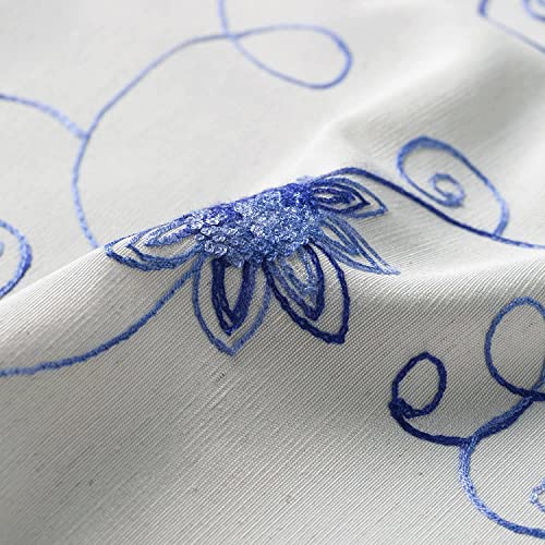 VOGOL Blue Floral Vine Embroidered Window Valance, 52 x 18, 1 Panel - color: Hy-blue, size: 52"W x 18"L (Pack of 1)