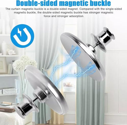 20 Pairs Magnetic Curtain Clips with Tacks - Strong Double Sided Curtain Magnets Closure - 0.8" No-Tool Weighted Magnets for Curtains Prevent Light Leaking & Secure Drapes for Home, Bedroom, Office - color: 20 Pairs