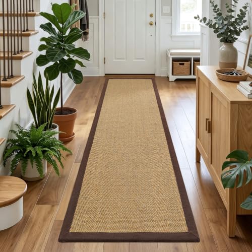 DEXI Jute Runner Rug 3x12, Rug Runners for Hallways, Natural/Brown - color: Natural/Brown, size: 3' x 12' (Runner)