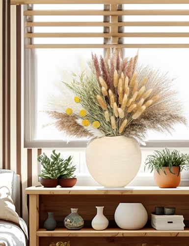 xin's convey 118PCS Dried Flowers Bouquet,(Vase Not Included), Dried Pampas Grass, Reed,Pompas Grass, Boho Wedding Reception,Table Centerpiece Decoration. - color: Light Yellow