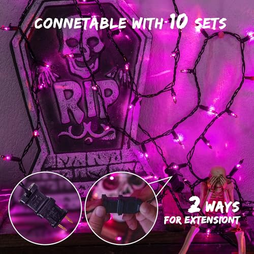 Purple Halloween Lights,13FT 50 Count Mini String Lights - color: Purple Black, size: 50 count