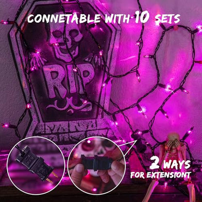 Purple Halloween Lights,13FT 50 Count Mini String Lights - color: Purple Black, size: 50 count
