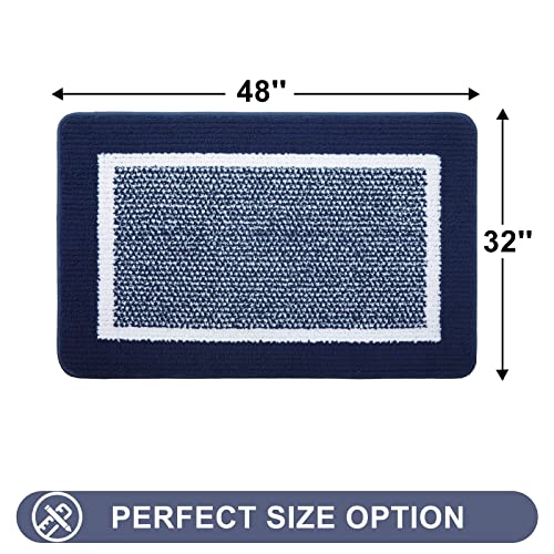 Colorxy Indoor Door Mat, Non-Slip Absorbent Resist Dirt Entrance Mat, Sturdy Low-Profile Inside Floor Carpet Mats, Washable Front Entry Doormats for Entryway, 48''x32'', Navy - color: Navy, size: 48''x32''