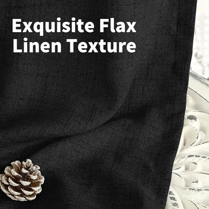 YoungsTex Black Linen Semi Sheer Curtains 45 Inches Long 2 Panels - color: Black, size: 42"W x 45"L (Pack of 2)