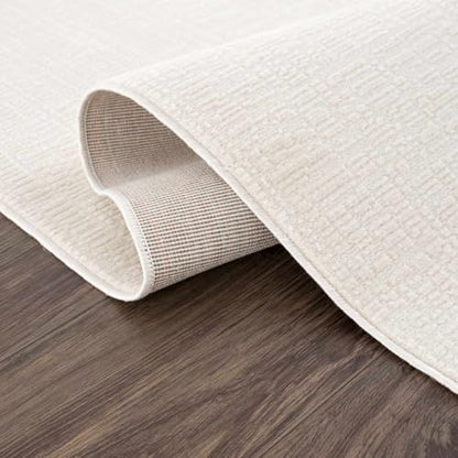 Hauteloom Pavilion Hallway, Kitchen Machine Washable Runner Rug - Neutral Abstract Solid - Cream, Off White, White - 2'7" x 10' - color: Cream, Off White / Leanna, size: 2'7" x 10' (Runner)